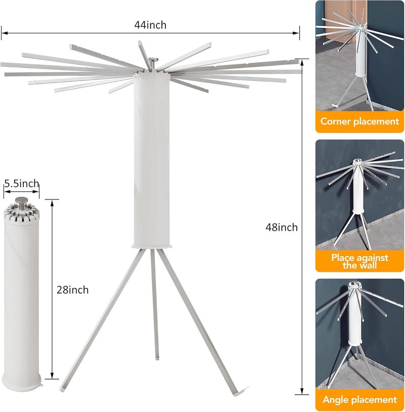LIENAHU Clothes Drying Rack,Drying Rack Clothing,Laundry Drying Rack,Floor Standing,16 Aluminium Poles,Collapsible,Retractable,Foldable,Folding Laundry Rack - Image 3